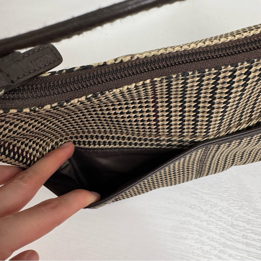 Lauren Ralph Lauren Houndstooth Shoulder Bag Brown Tan‎ - Picture 4 of 14